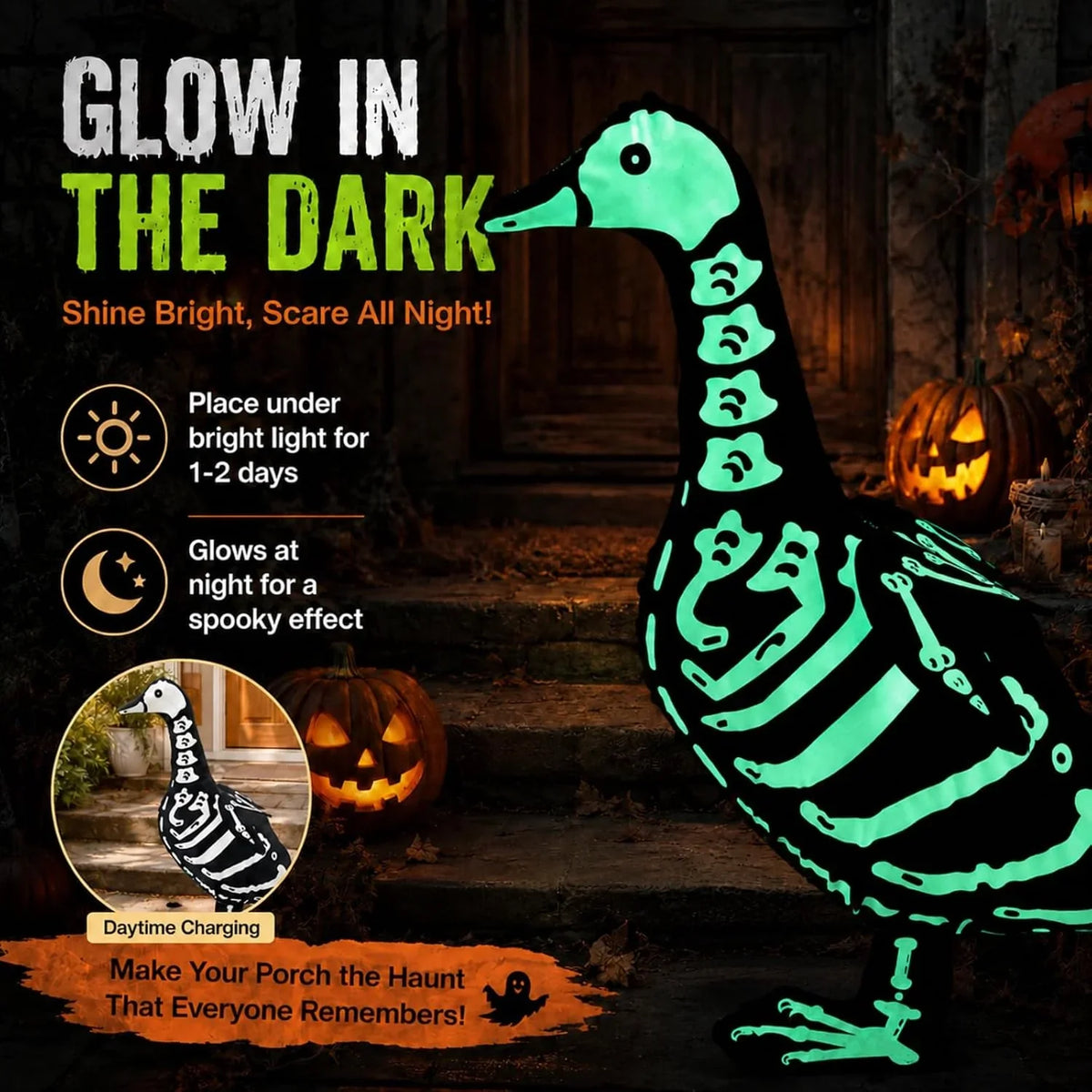 Skeleton Costume Outfit for 23-Inch Porch Goose Halloween Decor