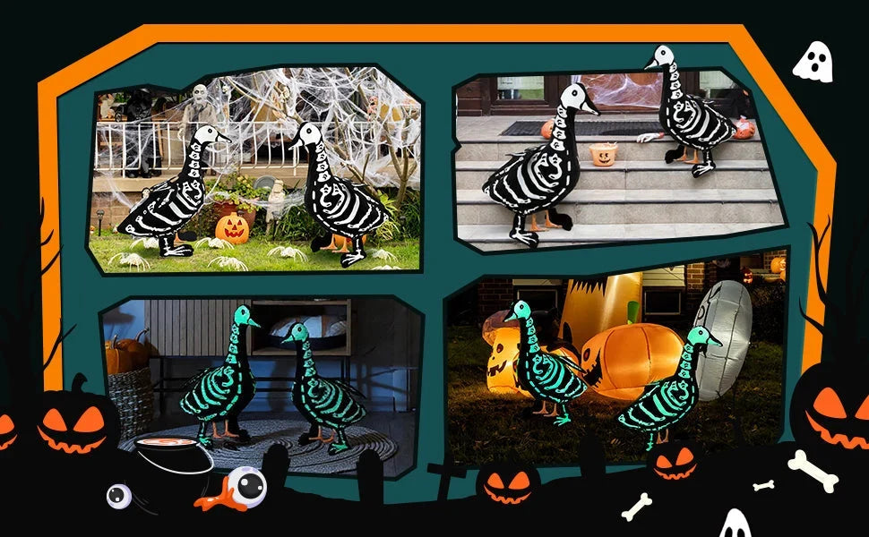 Skeleton Costume Outfit for 23-Inch Porch Goose Halloween Decor