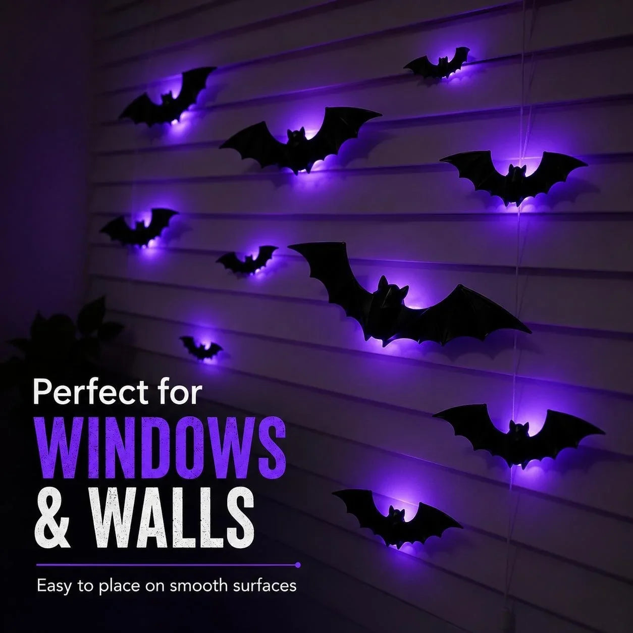 3D LED Bat Light Decorations in 12- or 24-Piece Sets