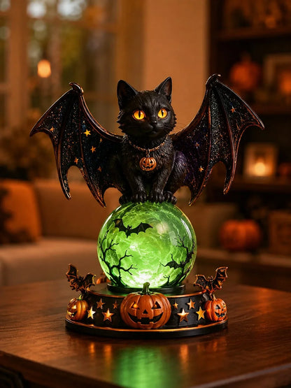 Decorative Raven Crystal Ball Lighted Decor for Focused Lighting