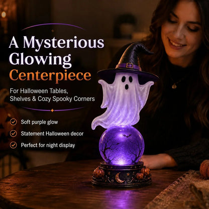 Decorative Raven Crystal Ball Lighted Decor for Focused Lighting