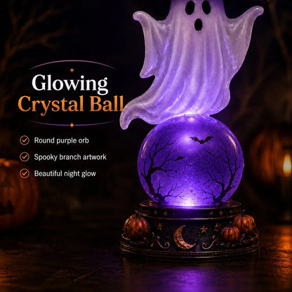 Decorative Raven Crystal Ball Lighted Decor for Focused Lighting