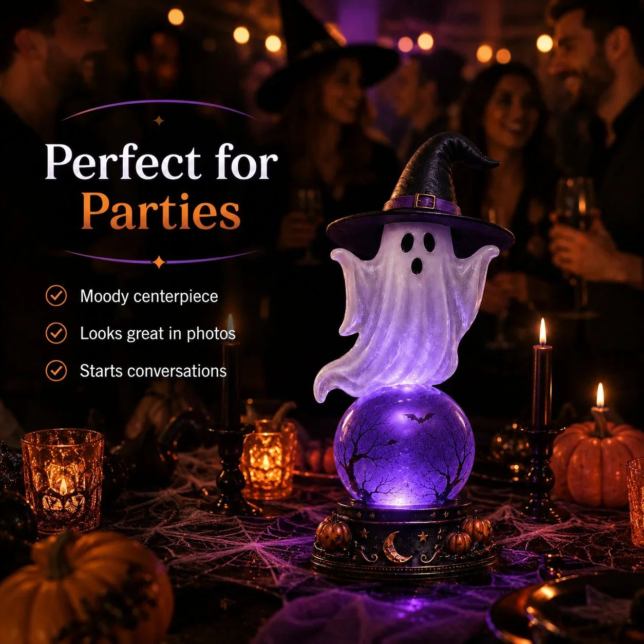 Decorative Raven Crystal Ball Lighted Decor for Focused Lighting