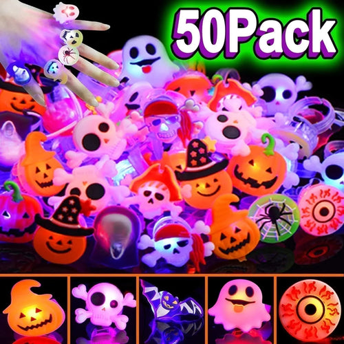 50-Piece LED Light-Up Ring Set for Parties and Night Events
