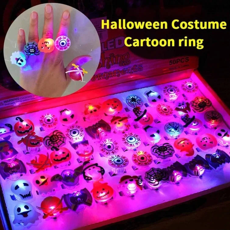 50-Piece LED Light-Up Ring Set for Parties and Night Events