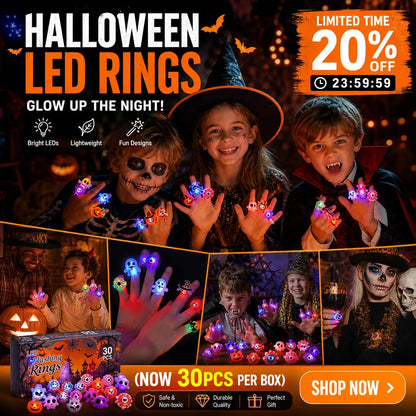 50-Piece LED Light-Up Ring Set for Parties and Night Events