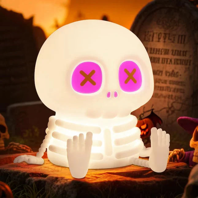 Decorative Skull Night Light, Soft Squeeze Silicone Lamp 7 Color