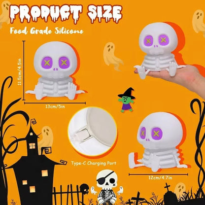Decorative Skull Night Light, Soft Squeeze Silicone Lamp 7 Color