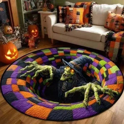 Purpose-Built 3D Skeleton Vortex Quilted Round Rug for Everyday Use