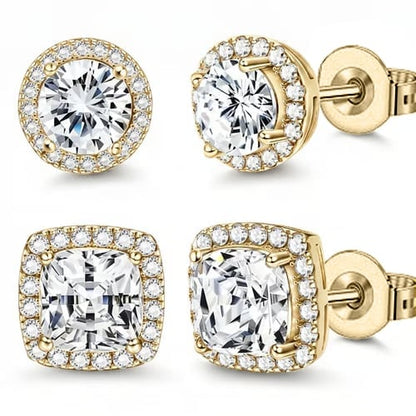 Comfort-Focused Halo Stud – Round/Square Styles for Everyday Wear