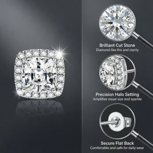 Comfort-Focused Halo Stud – Round/Square Styles for Everyday Wear