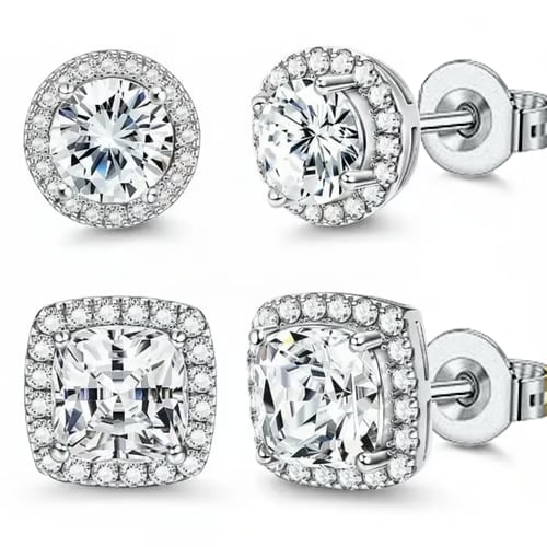 Comfort-Focused Halo Stud – Round/Square Styles for Everyday Wear
