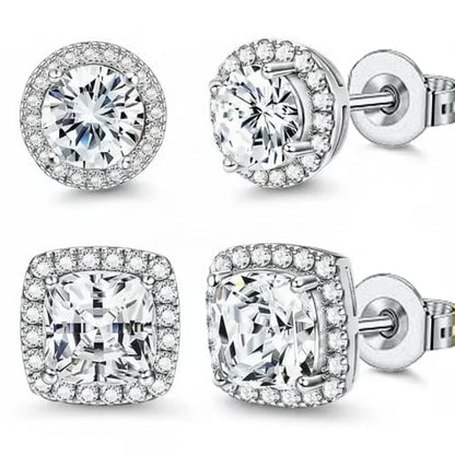 Comfort-Focused Halo Stud – Round/Square Styles for Everyday Wear