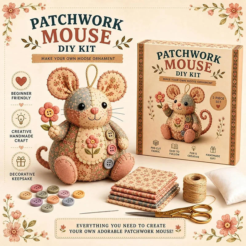 Hands-On Handcrafted Vintage Mouse Plush Sewing Kit for Creative Play