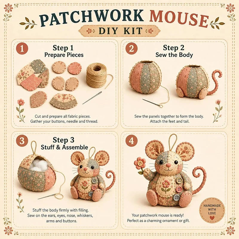 Hands-On Handcrafted Vintage Mouse Plush Sewing Kit for Creative Play