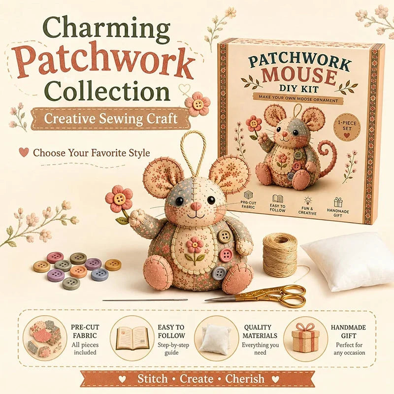 Hands-On Handcrafted Vintage Mouse Plush Sewing Kit for Creative Play