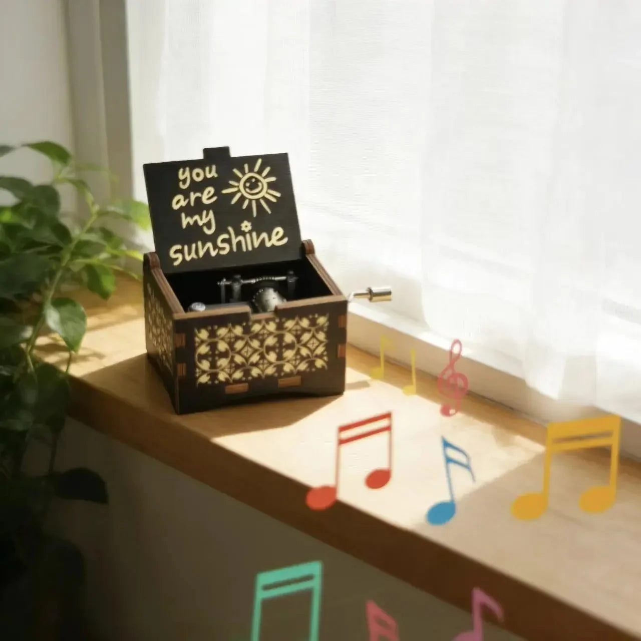 Vintage Wooden Music Box – 'You Are My Sunshine' Melody