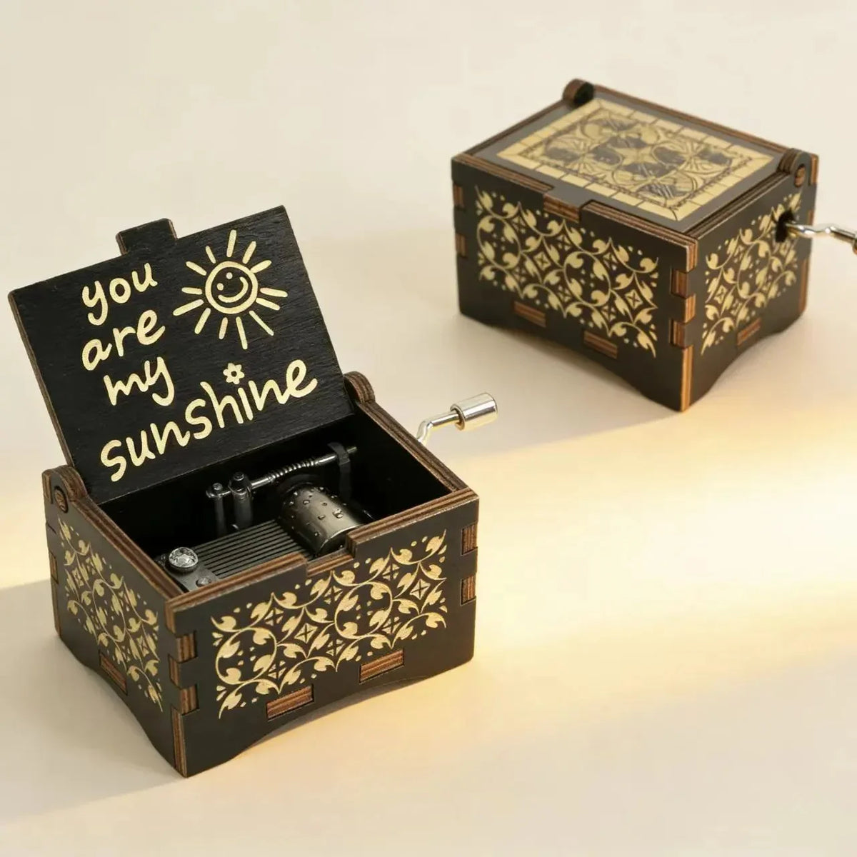 Vintage Wooden Music Box – 'You Are My Sunshine' Melody