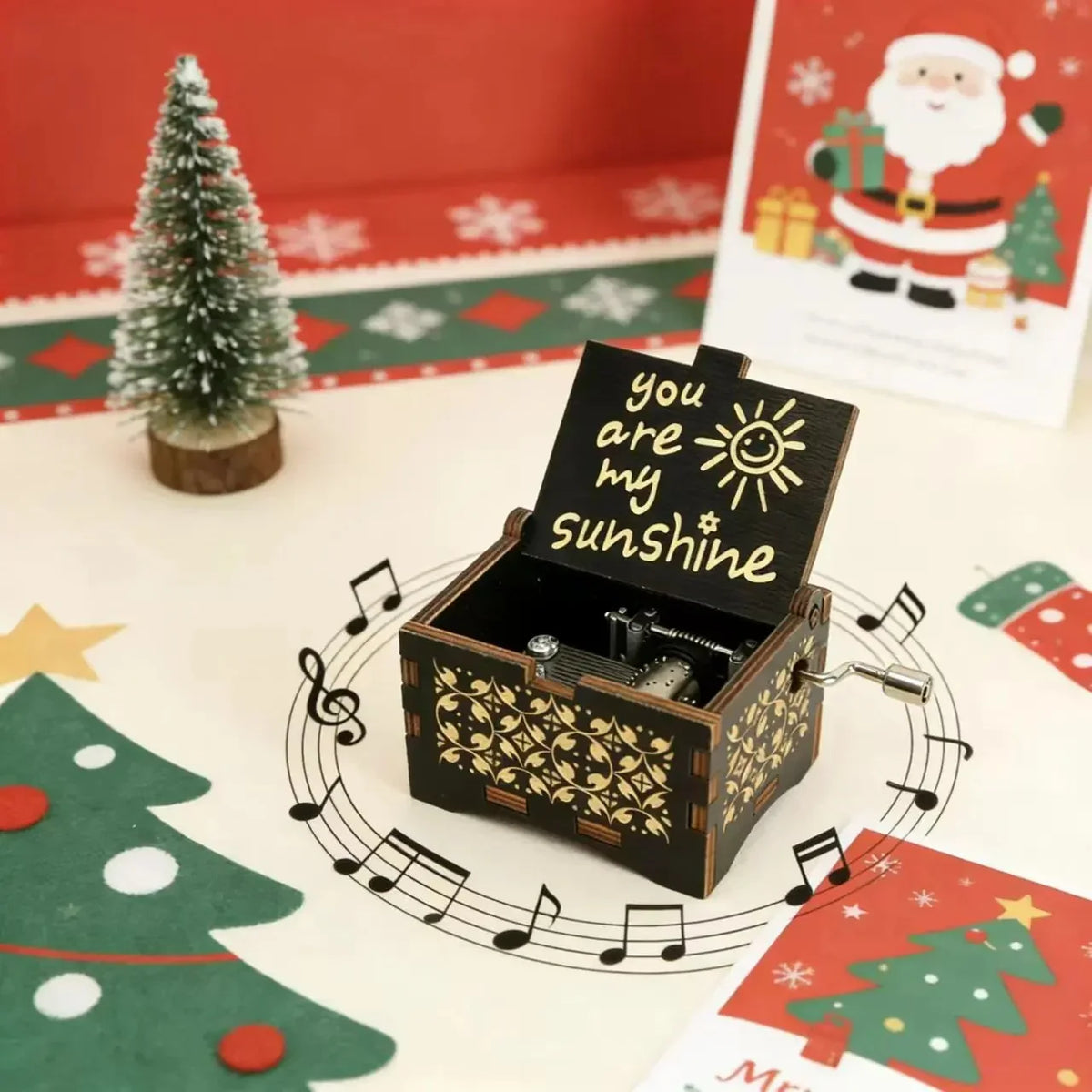 Vintage Wooden Music Box – 'You Are My Sunshine' Melody
