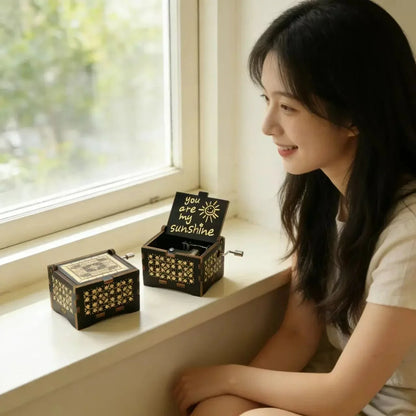 Vintage Wooden Music Box – 'You Are My Sunshine' Melody