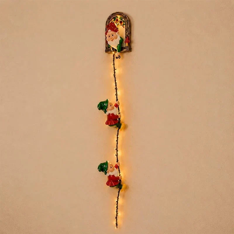 Decorative Handmade Climbing Gnome StringLights, Indoor OutdoorWall