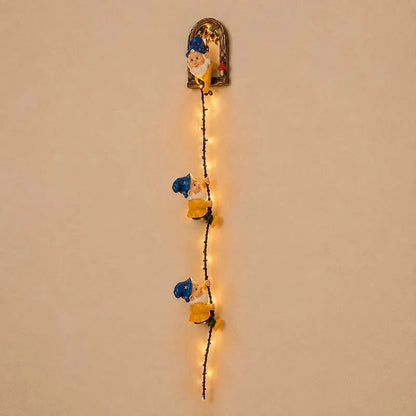 Decorative Handmade Climbing Gnome StringLights, Indoor OutdoorWall