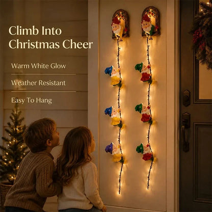Decorative Handmade Climbing Gnome StringLights, Indoor OutdoorWall