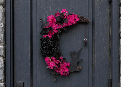 Handmade Halloween Cat Door Wreath