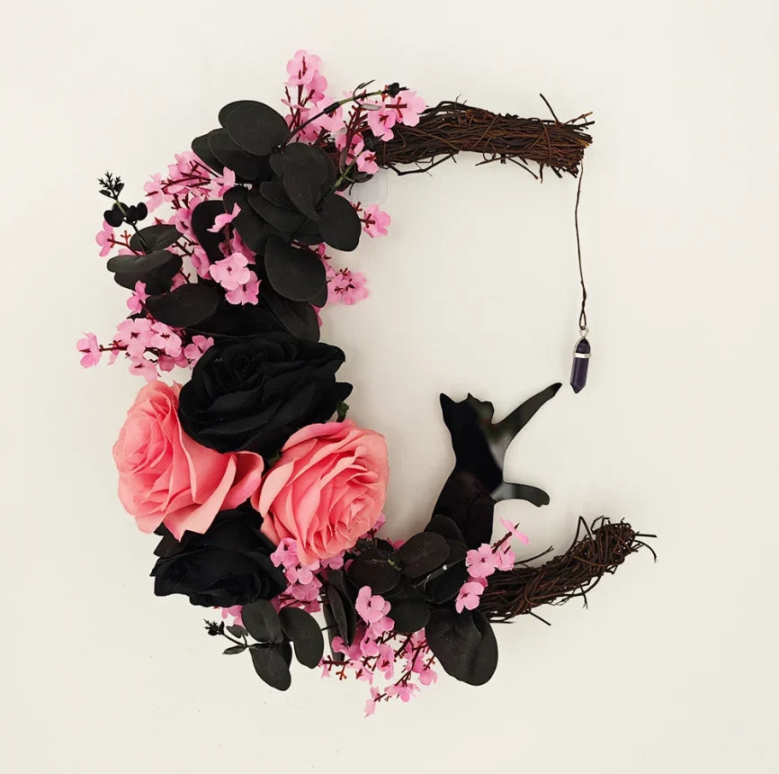 Handmade Halloween Cat Door Wreath
