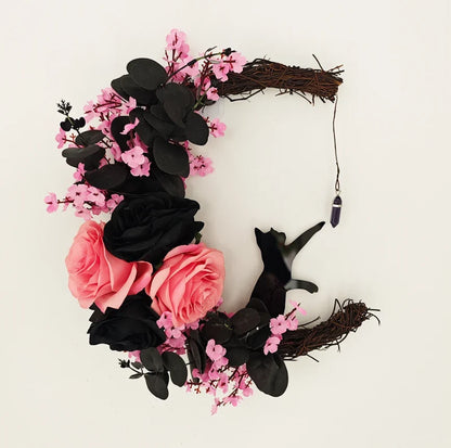 Handmade Halloween Cat Door Wreath