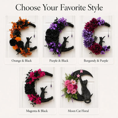 Handmade Halloween Cat Door Wreath