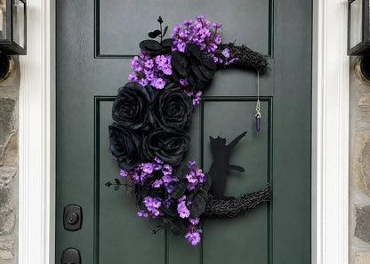 Handmade Halloween Cat Door Wreath