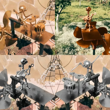 Metal Rock Band Windmill for Garden