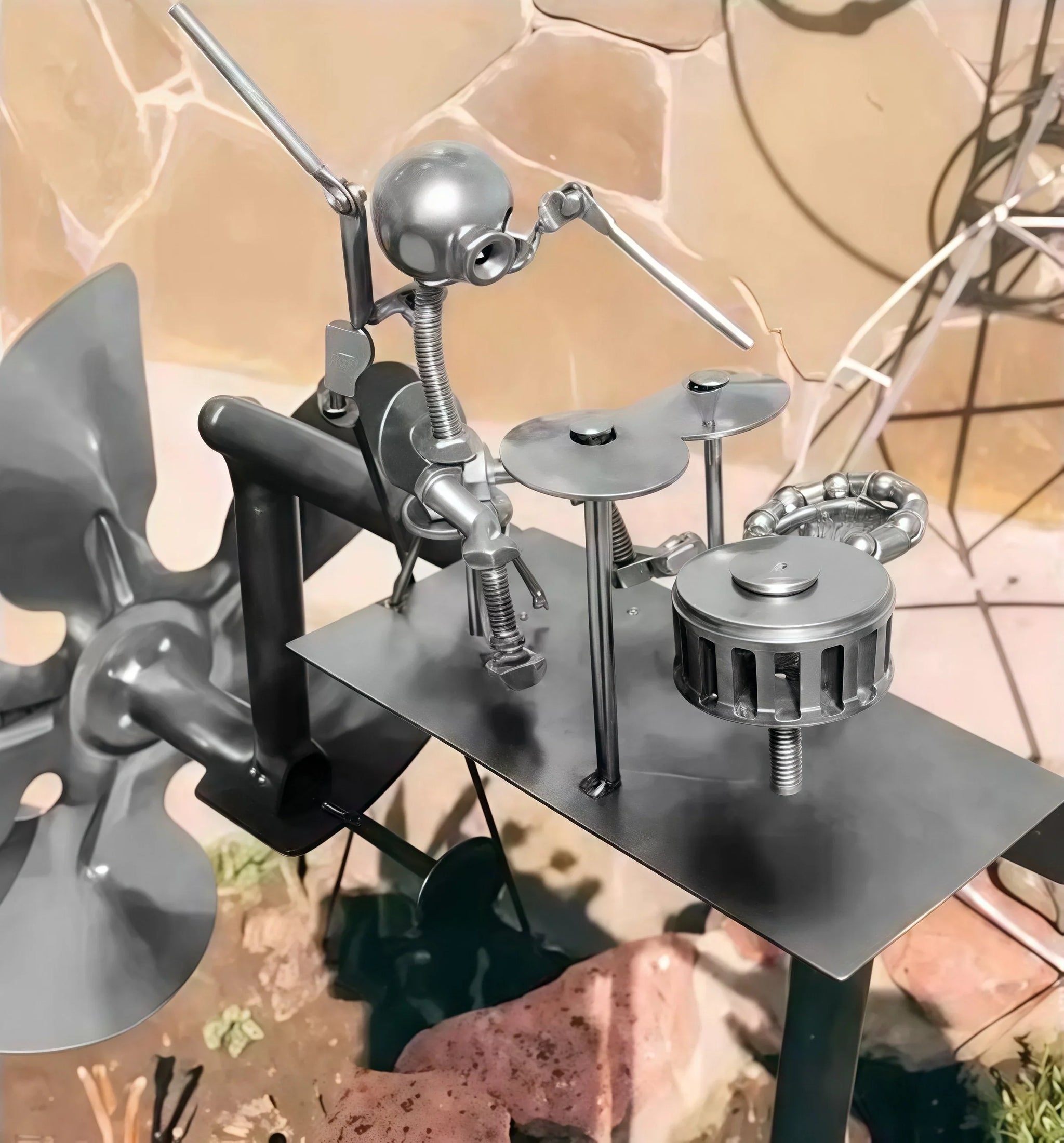 Metal Rock Band Windmill for Garden