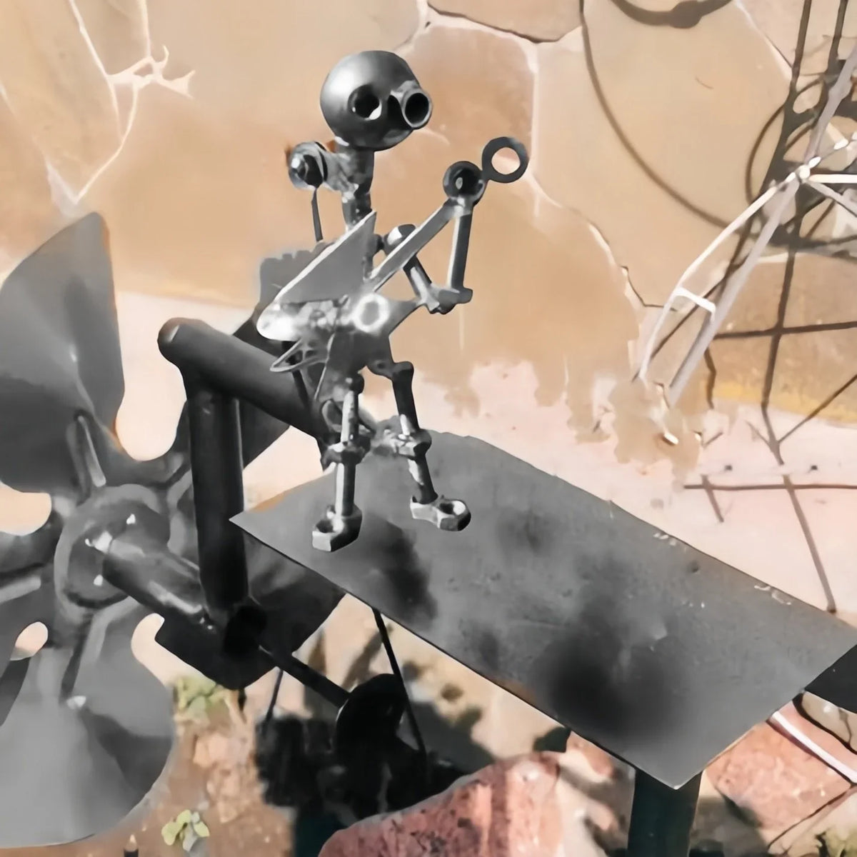 Metal Rock Band Windmill for Garden