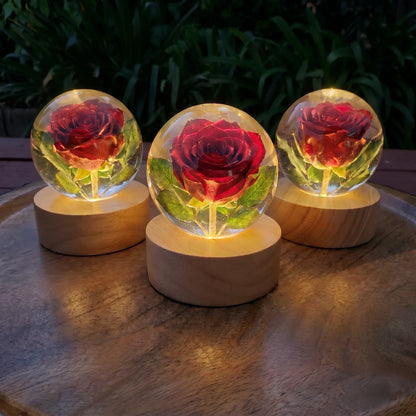 Hand-Poured Flower Resin Lamp with Warm Floral Night Light