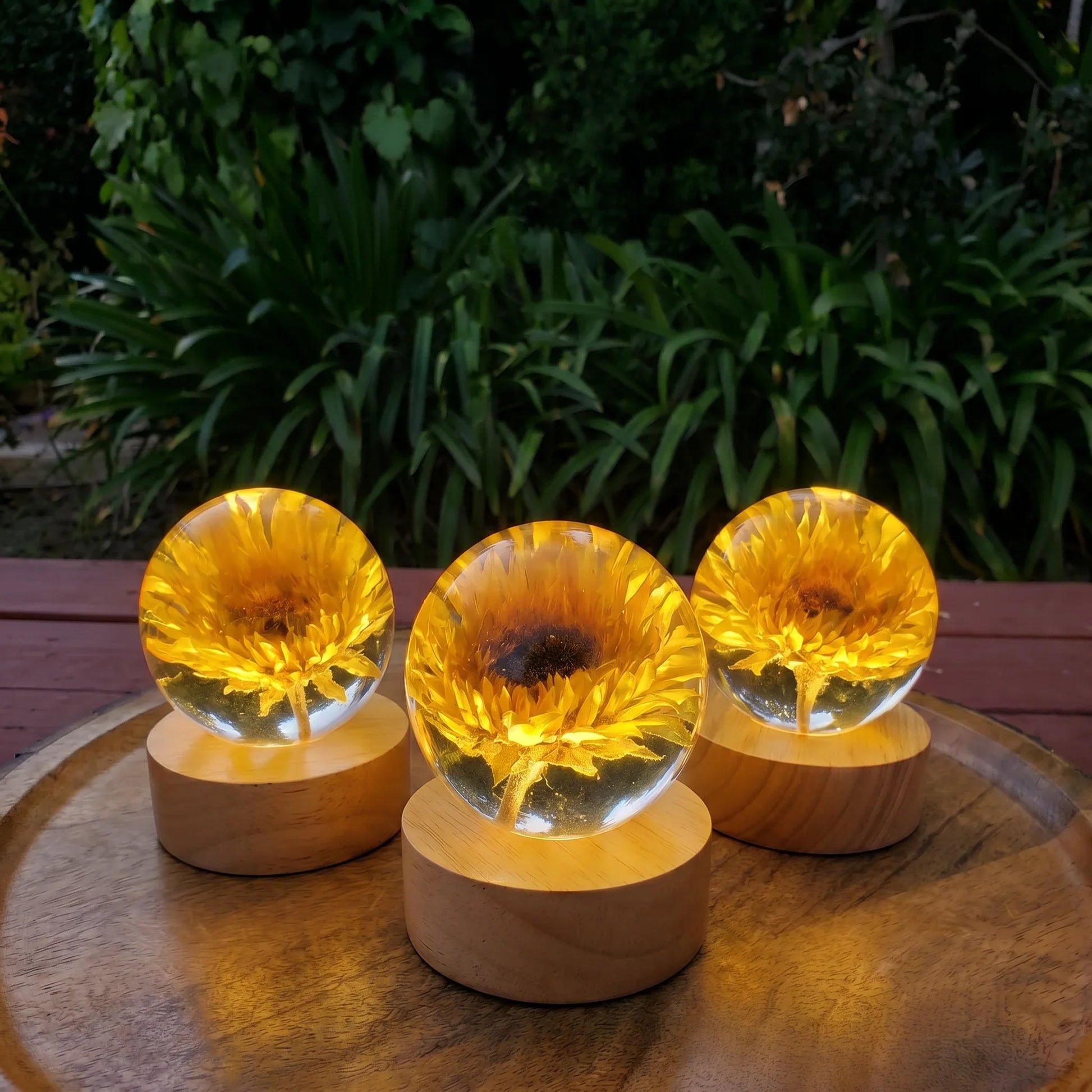 Hand-Poured Flower Resin Lamp with Warm Floral Night Light