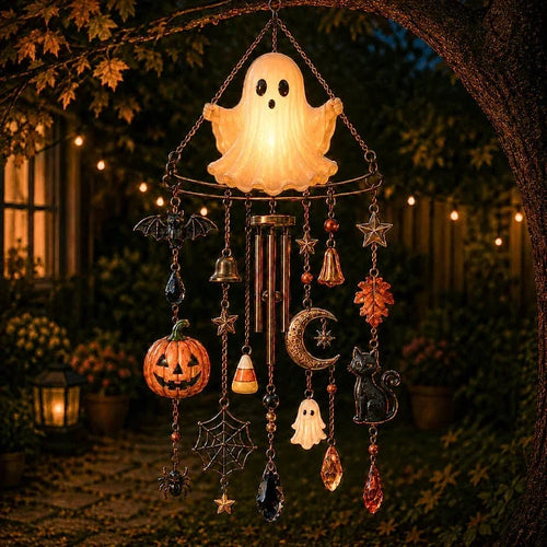Outdoor Haunted Glow Ghost Wind Chime for Garden Display