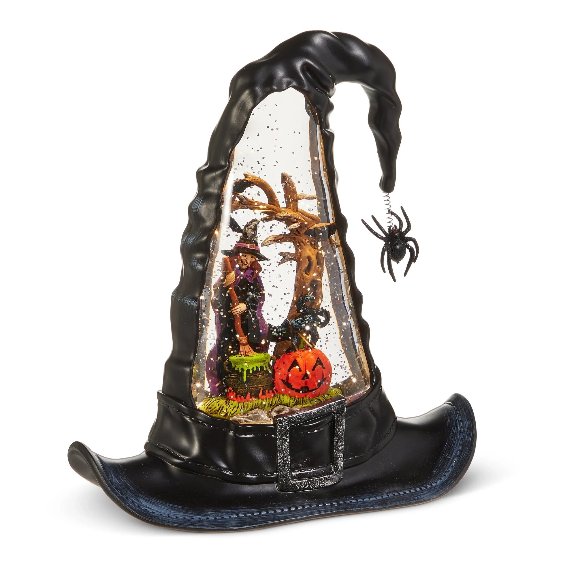 Decorative Witches Hat Lighted Water Lantern With Swirling Glitter