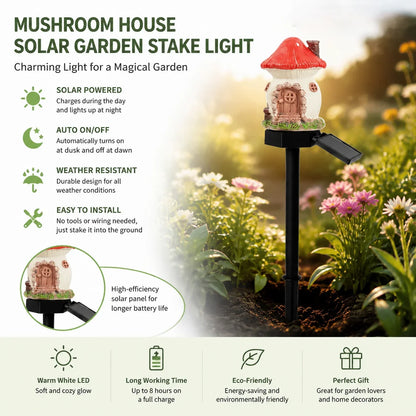 Outdoor Solar Fairy Tale Mushroom Cottage Garden Light – Whimsical