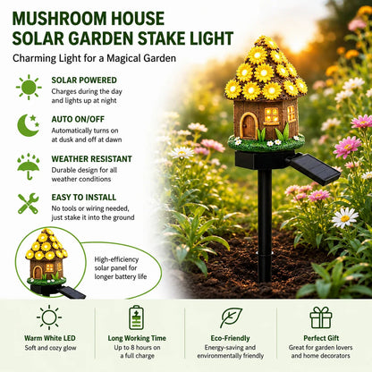Outdoor Solar Fairy Tale Mushroom Cottage Garden Light – Whimsical