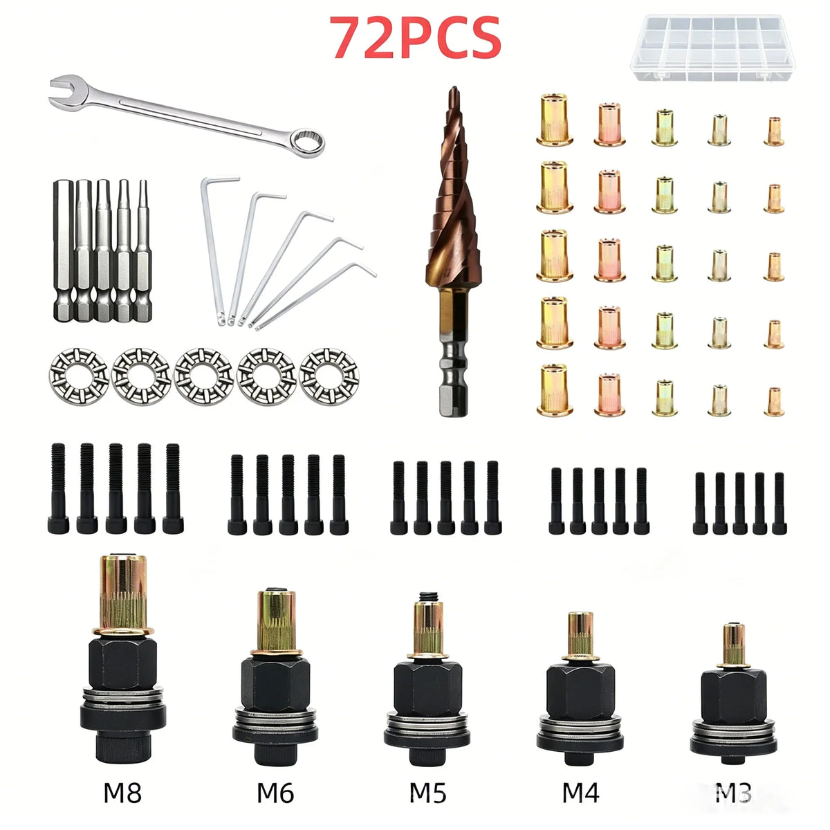 Hands-On Complete 72-in-1 Rivet Nut Kit – 5 Sizes for All Daily