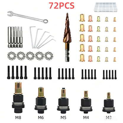 Hands-On Complete 72-in-1 Rivet Nut Kit – 5 Sizes for All Daily