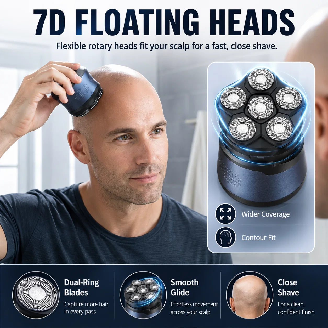 Purpose-Built Head Shavers for Bald Men, IPX7 Waterproof Wet/Dry Head