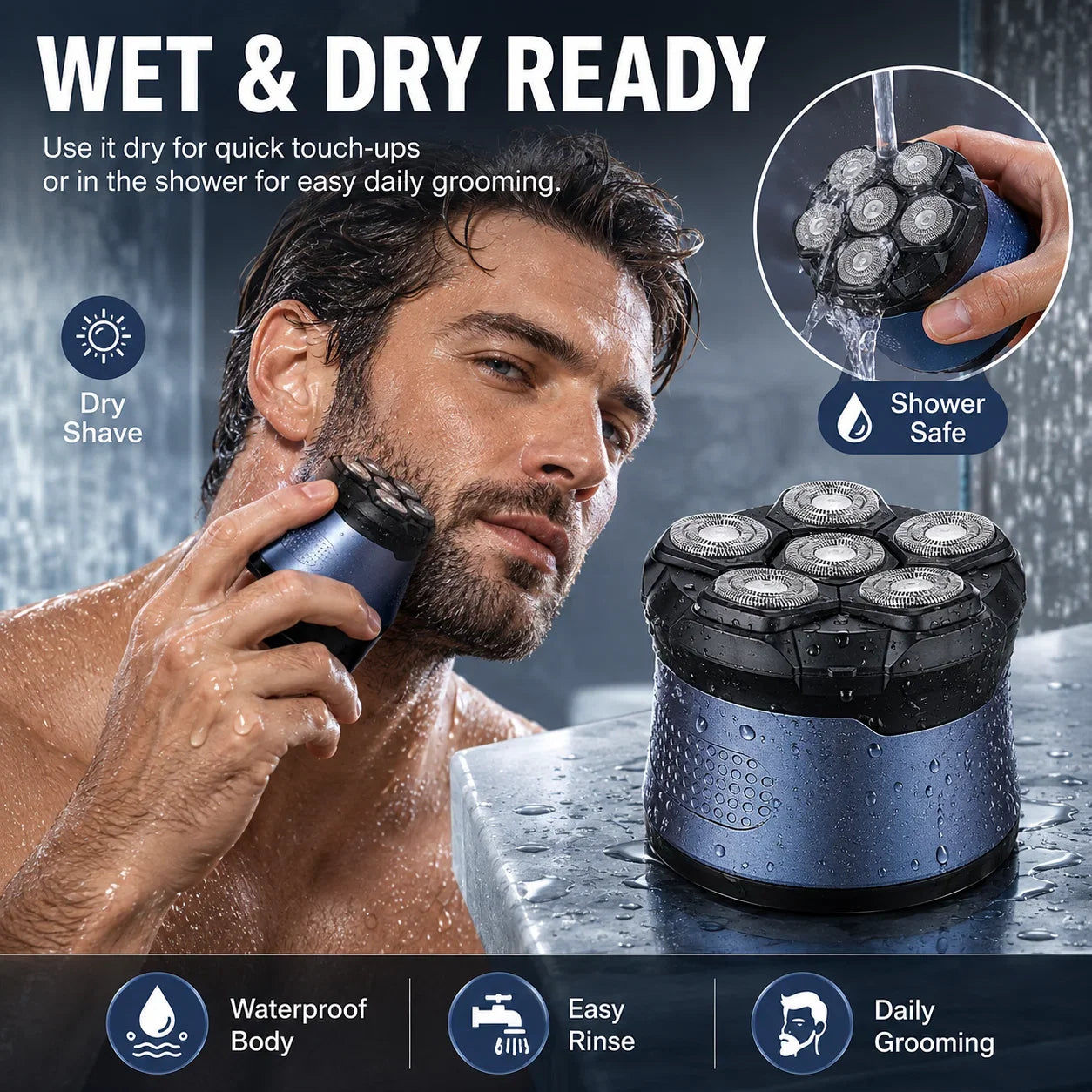Purpose-Built Head Shavers for Bald Men, IPX7 Waterproof Wet/Dry Head
