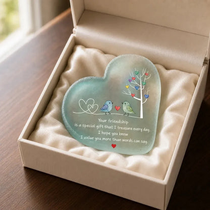 Purpose-Built Heartfelt Friendship Seaglass Keepsake Plaque-Shaped by