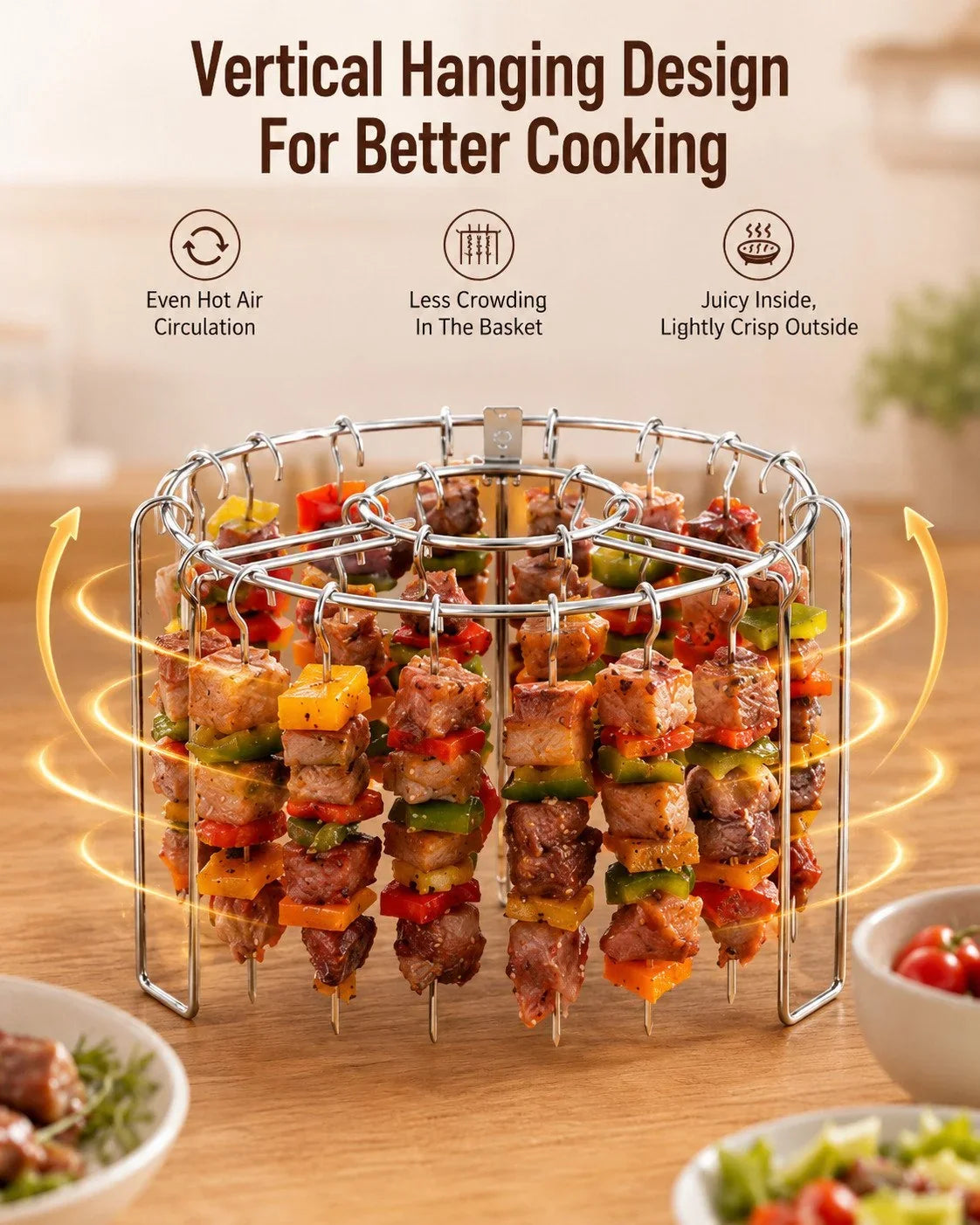 Purpose-Built Heat-Resistant Vertical Skewers Clavo Air Fryer