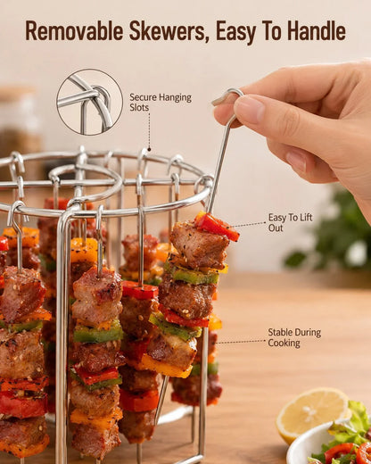Purpose-Built Heat-Resistant Vertical Skewers Clavo Air Fryer