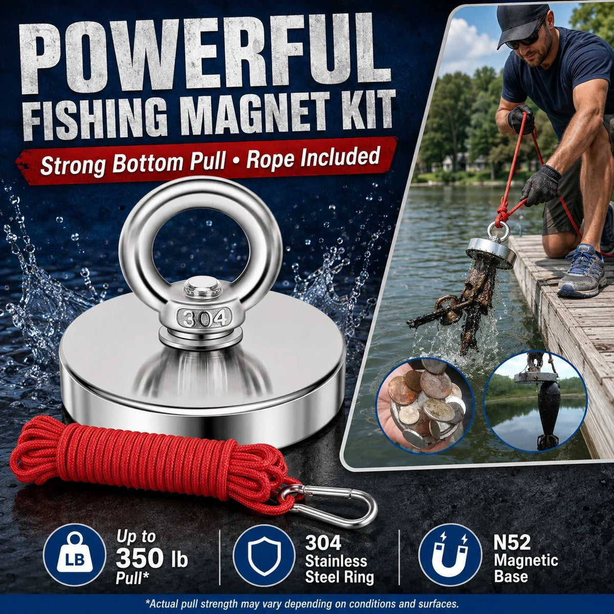 Purpose-Built Heavy Duty Fishing Magnet,Magnet with Countersunk