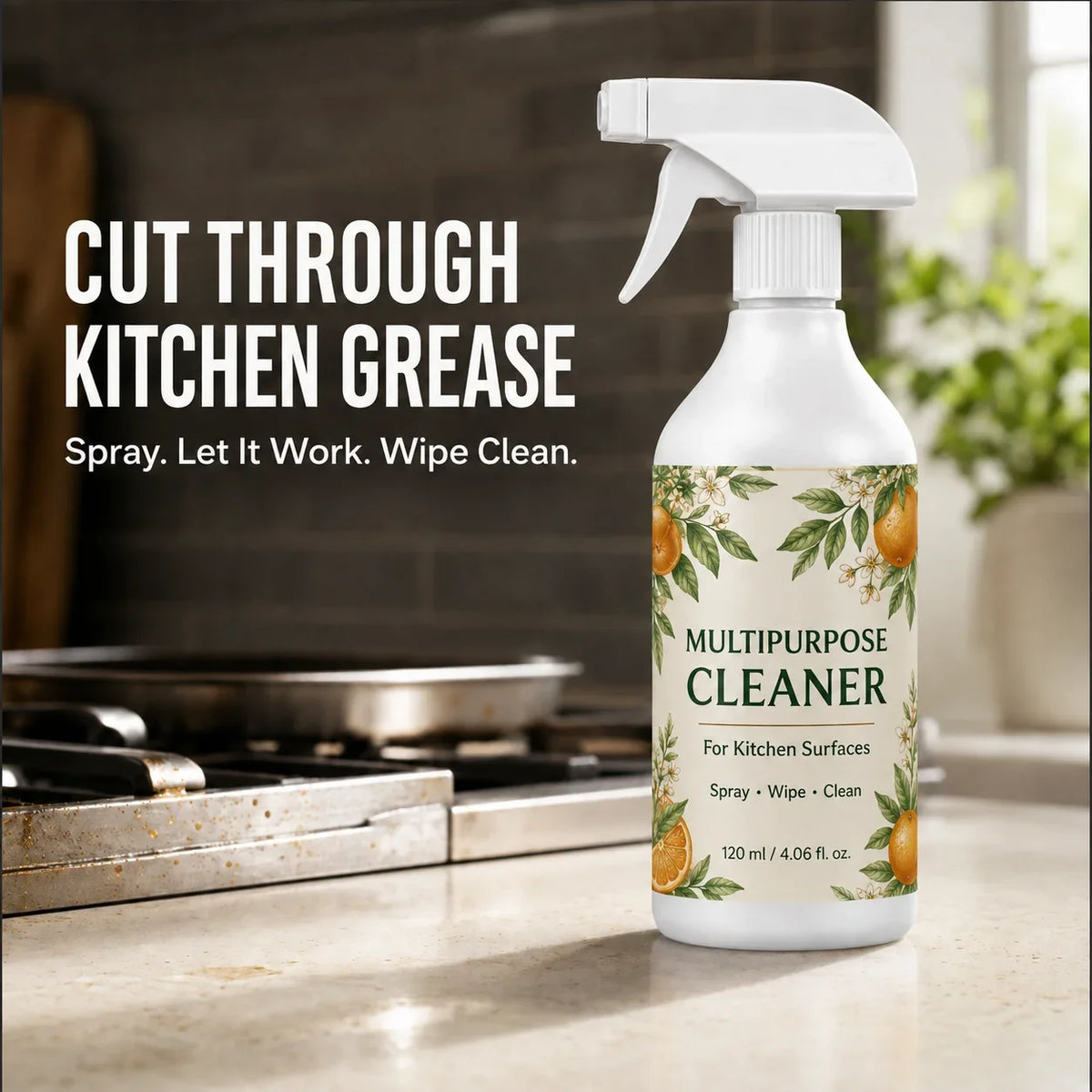 Heavy-Duty Kitchen Degreaser Spray for Greasy Surfaces